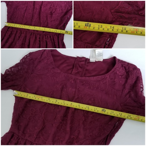 Mimi Chica Burgundy Dress Size Small 3/4 Sleeves - Picture 5 of 8